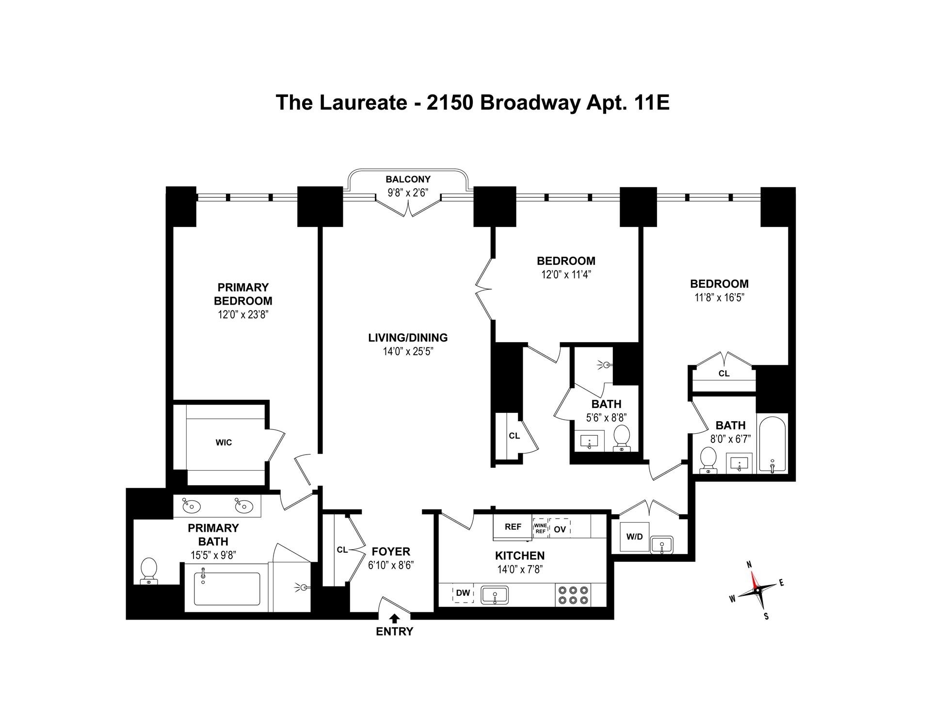 1. Condominiums for Sale at The Laureate, 2150 BROADWAY, 11E Upper West Side, New York, New York 10023